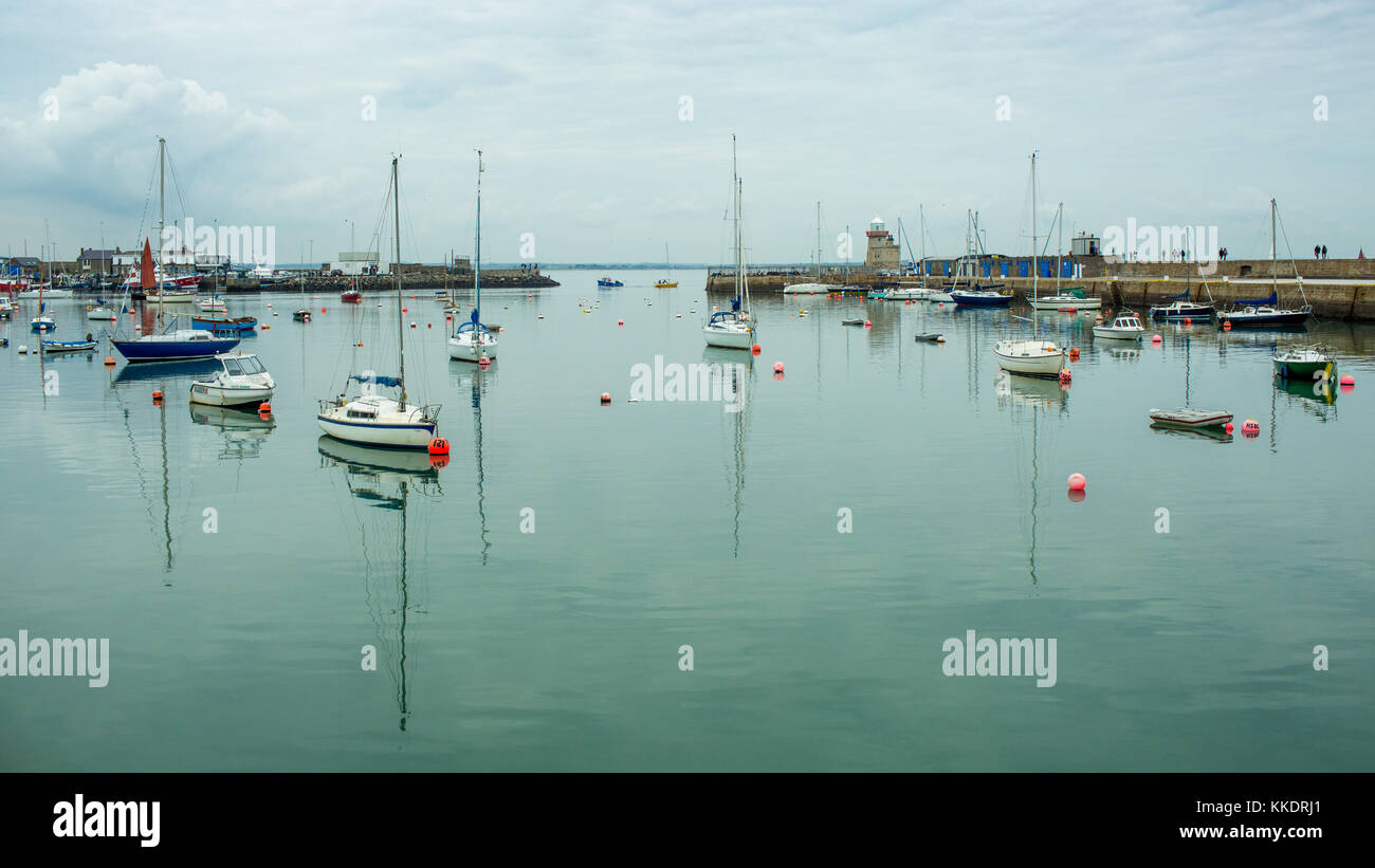 Yachts and boats docked in Howth`s Harbor, Dublin, Ireland Stock Photo